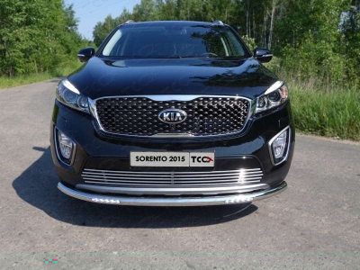 Защита переднего бампера с ДХО 60 мм ТСС для Kia Sorento Prime 2015-2017