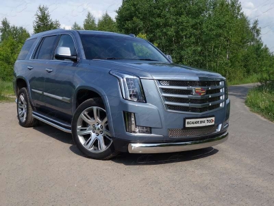 Защита передняя овальная 120х60 мм ТСС для Cadillac Escalade 2015-2021