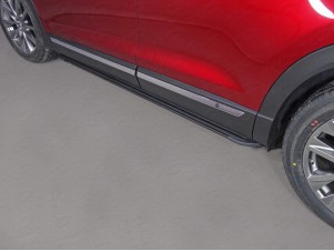 Пороги алюминиевые Slim Line Black для Mazda CX-9 № MAZCX917-24B
