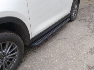 Пороги алюминиевые Slim Line Black для Mazda CX-5 № MAZCX517-30B